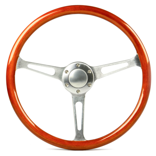 SAAS Steering Wheel Wood 15" ADR Classic Brushed Alloy Slotted - SW702BAW