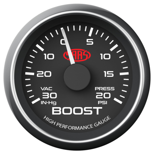 SAAS Boost Gauge 30in Hg-20 PSI 52mm Black Muscle Series - SG-TB52B