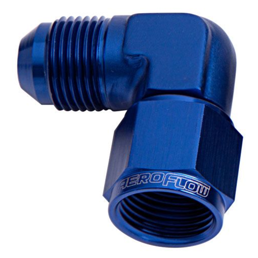 Aeroflow 90 Degree Female/Male Flare Swivel -6AN Blue - AF143-06