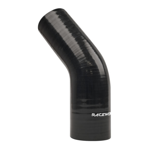 RaceWorks Silicone Hose 45Deg Elbow 3-3.5" 76-89mm Black - SHE-045-300350BK