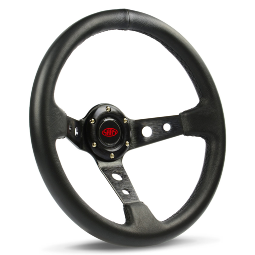 SAAS Steering Wheel Leather 14inch ADR GT Deep Dish Black w/ Holes - SWGT3