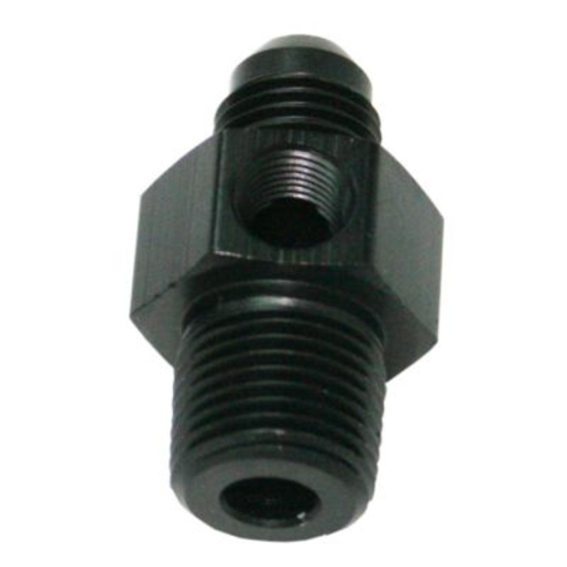 AeroFlow Male NPT to Adapter 1/4" to -6AN with 1/8" Port - AF139-06-04BLK