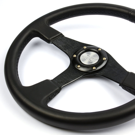 SAAS Steering Wheel Leather 15 " ADR Octane Black Spoke - SW515BL-R