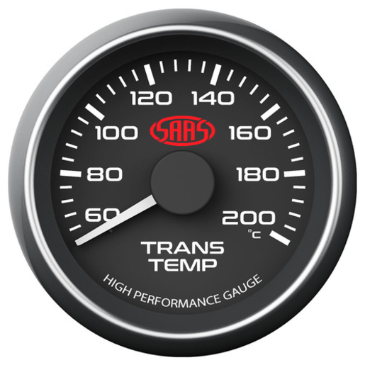 SAAS Trans Oil Temp Gauge 60-200 52mm Black Muscle Series - SG-TT52B