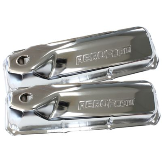 AeroFlow Chrome Steel Valve Covers Suit Ford 302-351 Cleveland - AF1821-5001
