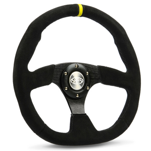 SAAS Drift Steering Wheel Suede 14in Black Flat Bottom - D1-SWB-FS2