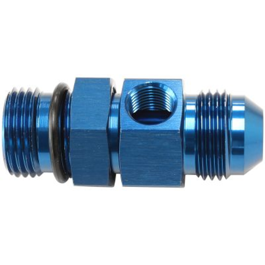 Aeroflow -8ORB to -8AN Extension with 1/8" Port Blue Finish - AF904-08