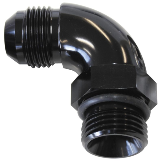 Aeroflow 90 Deg ORB To Male AN Full Flow Adapter -6 ORB to -6AN - AF903-06BLK
