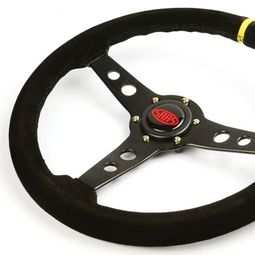 SAAS Steering Wheel Suede 14" ADR Retro Black Spoke + Indicator - SW616OS-S