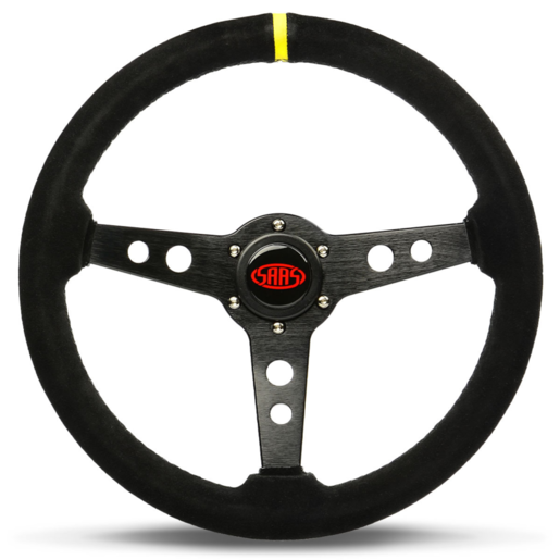 SAAS Steering Wheel Suede 14" ADR Retro Black Spoke + Indicator - SW616OS-S