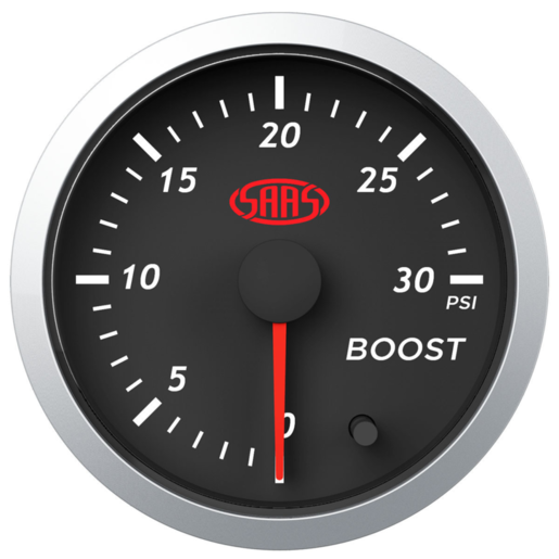 SAAS Boost Gauge Diesel 0-30 psi 52mm Black Street Series - SG21213