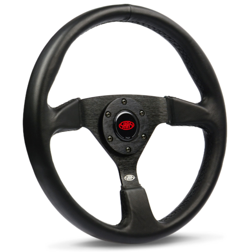 SAAS Steering Wheel Leather 14" ADR Director Black Spoke - SW516B-R