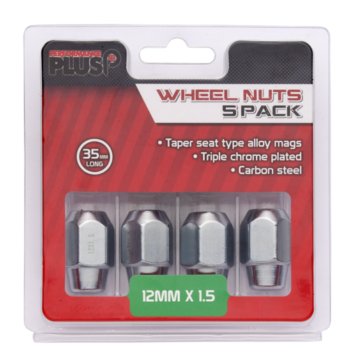 Performance Plus Wheel Nuts Acorn Taper 12mm x 1.50 Chrome 35mm 5 Pack - PP23526