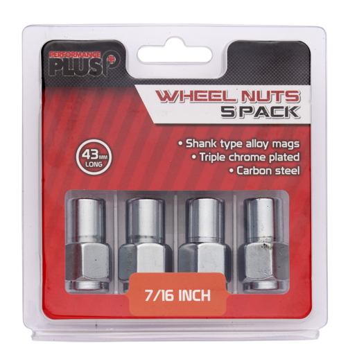 Performance Plus Wheel Nuts Mag 7/16" Chrome 43mm 5 pk - PP743405