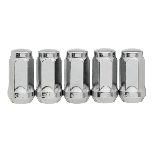 Performance Plus Wheel Nuts Flat Head Bulge 14mmX1.5 Chrome 45mm 5 pk - PP445995