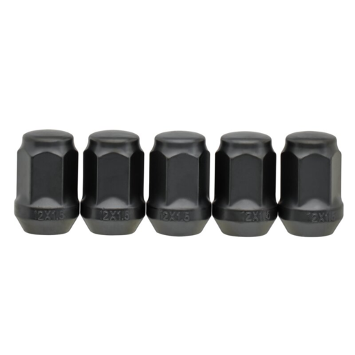 PerformancePlus Wheel Nuts Flat Head Bulge 12 X 1.50 Black 35mm 5Pk - PP435965BC