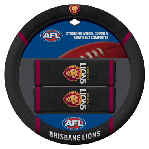 AFL Brisbane Lions Steering Wheel and Seat Belt Comforts - ACAFLLIOACC