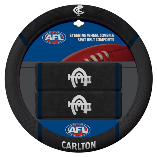 AFL Carlton Blues Steering Wheel and Seat Belt Comforts - ACAFLCARACC