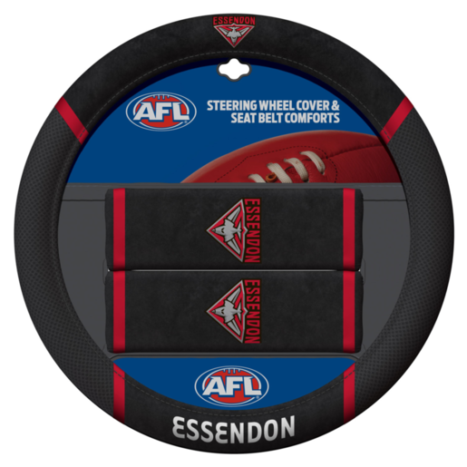 AFL Essendon Bombers Steering Wheel and Seat Belt Comforts - ACAFLESSACC