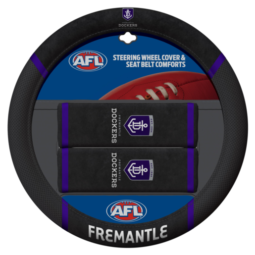 AFL Freemantle Dockers Steering Wheel and Seat Belt Comforts - ACAFLFREACC