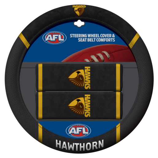 AFL Hawthorne Hawks Steering Wheel and Seat Belt Comforts - ACAFLHAWACC