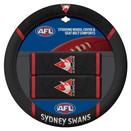 AFL Sydney Swans Steering Wheel and Seat Belt Comforts - ACAFLSWAACC