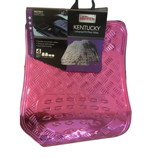 Streetwize Kentucky Universal Fit Floor Mats Pink Chrome Set 4 - BGD2406P