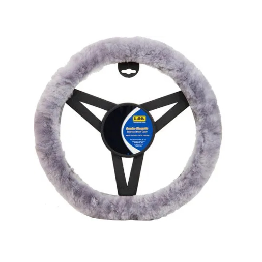 Ilana Steering Wheel Cover Sheepskin Grey - 22/SWSGRE