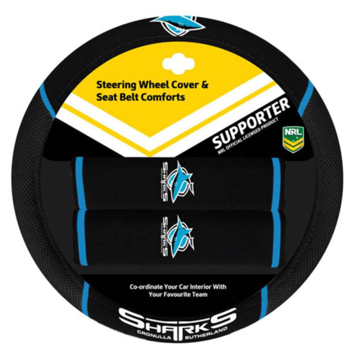 NRL Steering Wheel Cover/Seat Belt Comforts Cronulla Sharks - ACNRLRAIACC