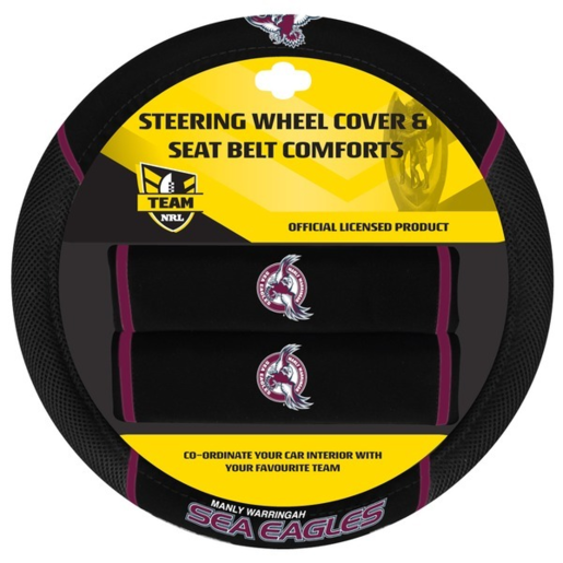 NRL Steering Wheel Cover Seat Belt Cover Sea Eagles - ACNRLSEAACC