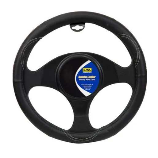 Ilana SWC Leather Grip Steering Wheel Cover Black - 22/LEASWCBLA