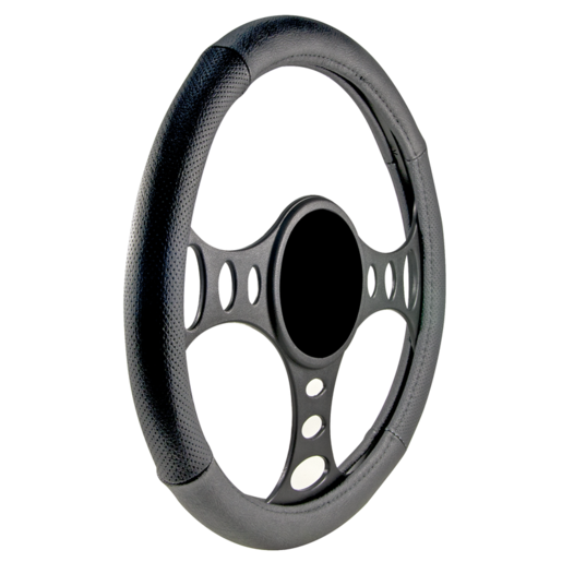 Streetwize Premium Leather Steering Wheel Cover Charcoal - SWCPLEACHA