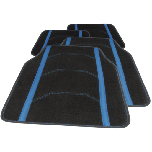 Streetwize Speedway Universal Fit Floor Mats Blue/Black 4Pc Set - SWSPW4BLU