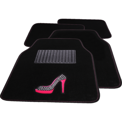 Streetwize Diamante Studded Heel or Crown Carpet Floor Mats - SWDIAMH4BLA