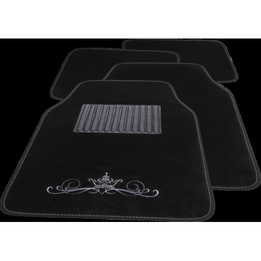 Streetwize Floor Mats Studded Crown Set 4 Black Carpet - SWDIAMC4BLA