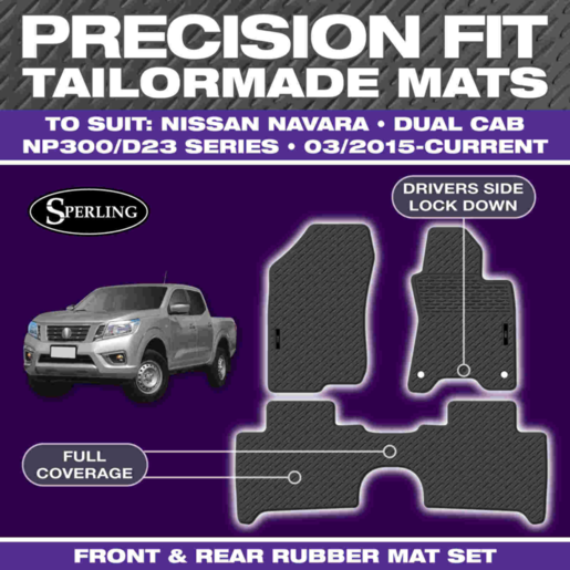 Sperling Car Mats to Suit Nissan Navara 03/2015 - Current - MRBNS001BLK2RW