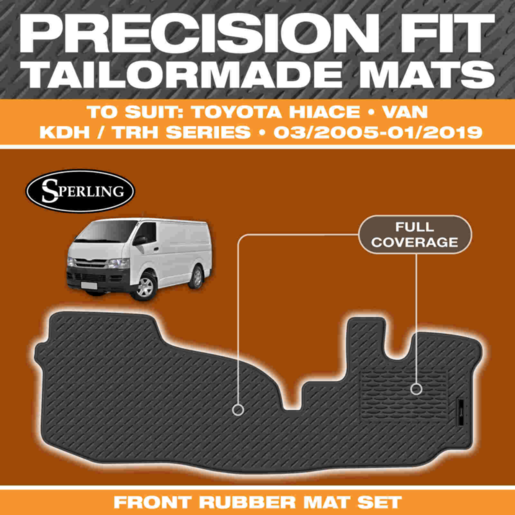 Sperling Car Mats to Suit Toyota Hiace 03/2005-01/2019 - MRBTY001BLK1RW