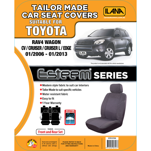 Ilana Esteem Tailor Made 2 Row Seat Cover To Suit Toyota - EST6157CHA