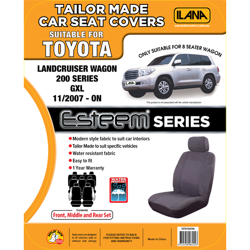 Ilana Esteem Tailor Made 3 Row Seat Cover To Suit Toyota - EST6155CHA