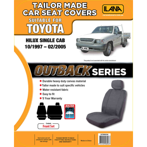 Ilana Outback Canvas Tailor Made 1 Row Seat Cover To Suit Toyota - OUT6056CHA