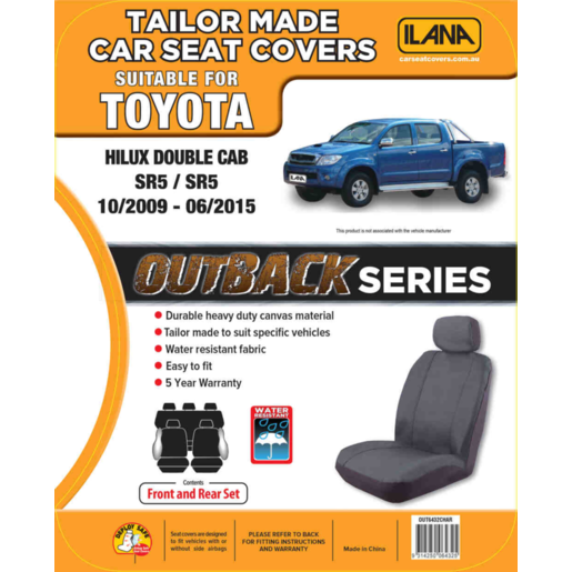 Ilana Outback Canvas Tailor Made 2 Row Seat Cover To Suit Toyota - OUT6432CHA