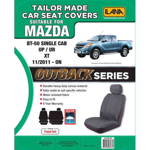 Ilana Outback Canvas Tailor Made 1 Row Seat Cover To Suit Mazda - OUT6583CHA