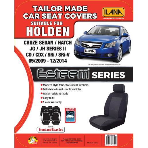 Ilana Esteem Tailor Made 2 Row Seat Cover To Suit Holden - EST6594BLK