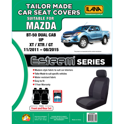 Ilana Esteem Tailor Made 2 Row Seat Cover To Suit Mazda - EST6645BLK