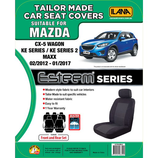 Ilana Esteem Tailor Made 2 Row Seat Cover To Suit Mazda - EST6640BLK