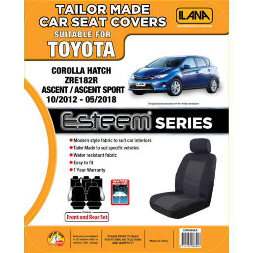 Ilana Esteem Tailor Made 2 Row Seat Cover To Suit Toyota - EST6694BLK