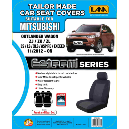 Ilana Esteem Tailor Made 2 Row Seat Cover To Suit Mitsubishi - EST6696BLK