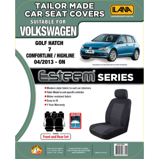 Ilana Esteem Tailor Made 2 Row Seat Cover to Suit Volkswagen - EST6772BLK