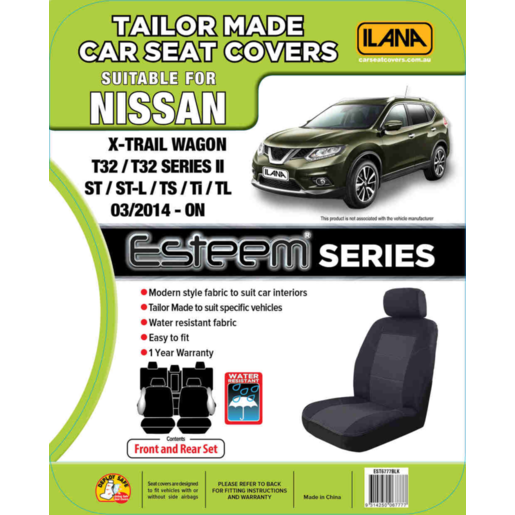 Ilana Esteem Tailor Made 2 Row Seat Cover To Suit Nissan - EST6777BLK