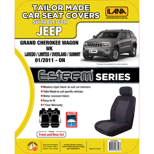 Ilana Esteem Tailor Made 2 Row Seat Cover To Suit Jeep - EST6829BLK